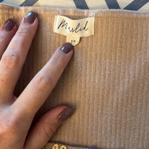 Marled Daisey Ribbed Cropped Sweater Tee - Picture 3 of 3